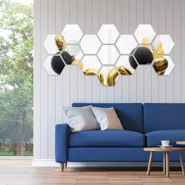 Pack of 12 3D Acrylic Hexagon Mirror Wall Stickers – DIY Geometric Art for Home Decoration