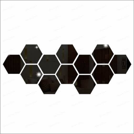 Pack of 12 3D Acrylic Hexagon Mirror Wall Stickers – DIY Geometric Art for Home Decoration