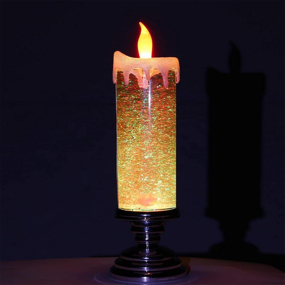 LED Flameless Glitter Water Candle – Color Changing Creative Votive Light Lamp for Home & Festive Deco