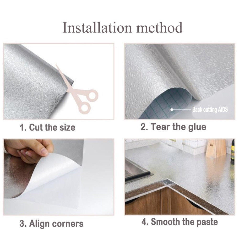 40x200cm Oil-Proof Waterproof Kitchen Wall Sticker – Self-Adhesive Aluminum Foil Backsplash Cover