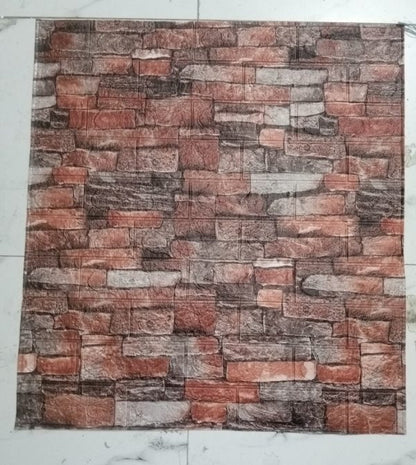 Brown 3D Faux Brick Wall Sticker – Waterproof Self-Adhesive Wallpaper for Bedroom & Living Room Decor (1 Piece)