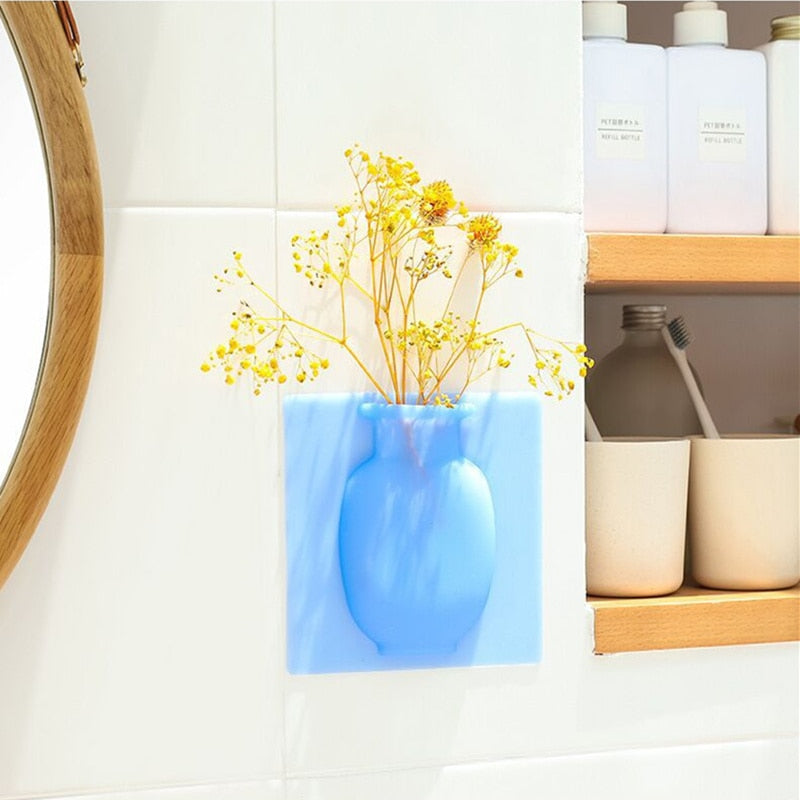 4 PCs Wall Mounted Sticky Vases – Decorative Flower Display Plant Holders for Home Wall Decor