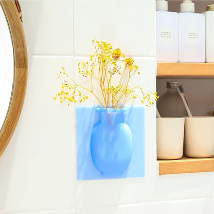 4 PCs Wall Mounted Sticky Vases – Decorative Flower Display Plant Holders for Home Wall Decor