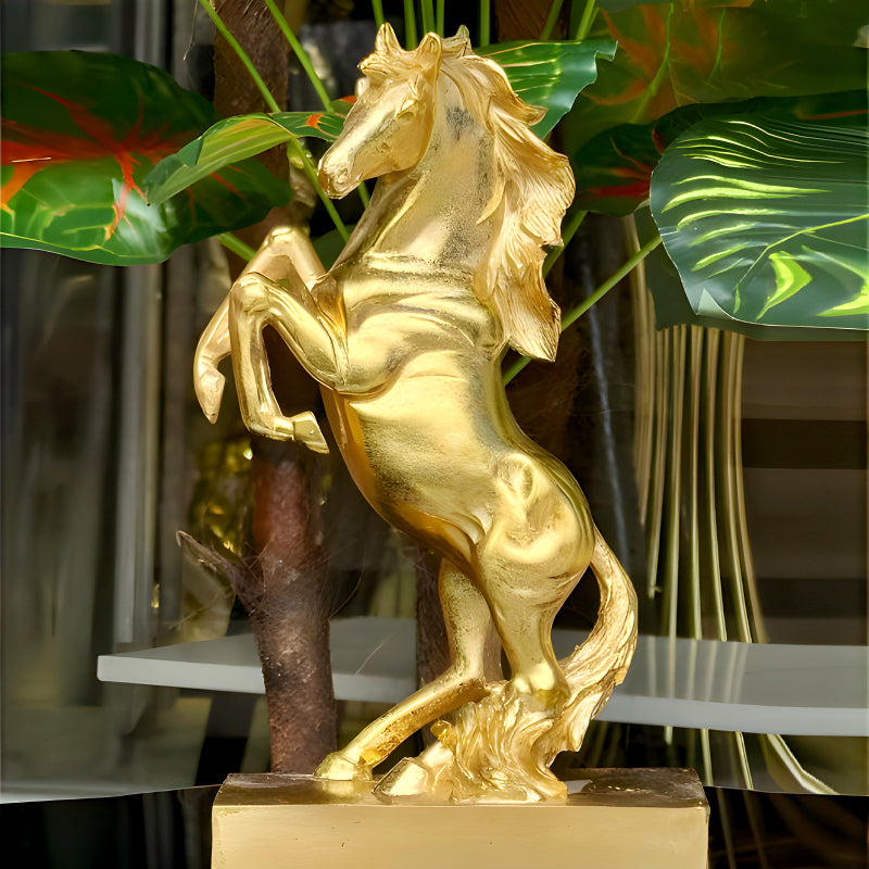 Majestic Gold-Plated Horse Statue – Luxury Home Decor Accent & Timeless Showpiece