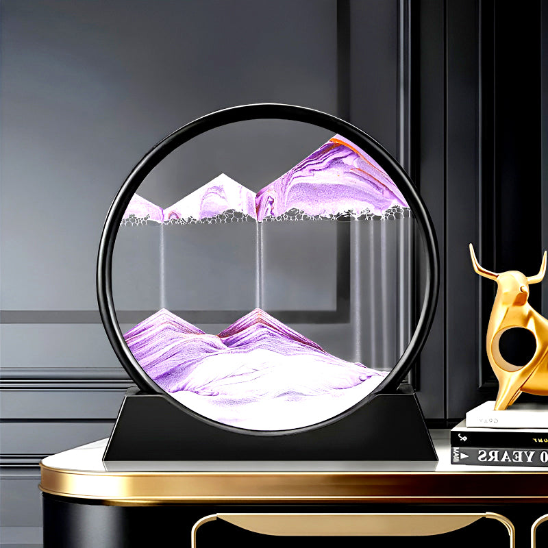 Dynamic 3D Sandscape Glass Art – Flowing Sand Frame for Relaxing Elegant Home & Office Decor