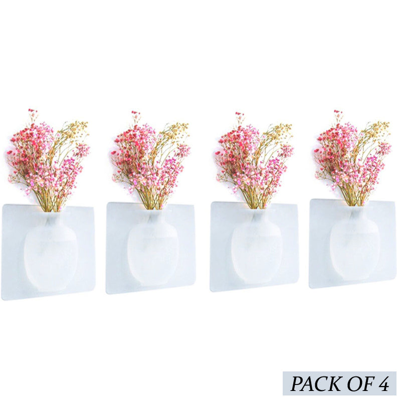 4 PCs Wall Mounted Sticky Vases – Decorative Flower Display Plant Holders for Home Wall Decor