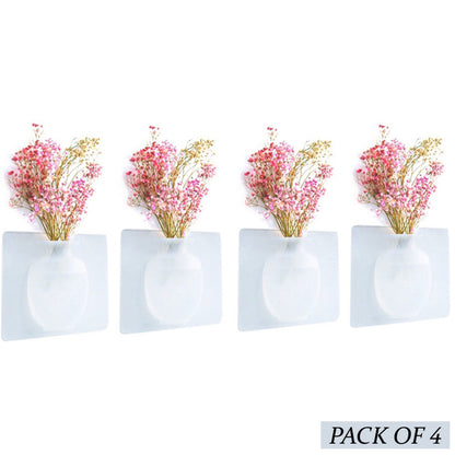 4 PCs Wall Mounted Sticky Vases – Decorative Flower Display Plant Holders for Home Wall Decor