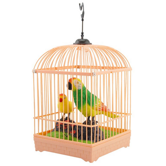 oice-Controlled Chirping Parrot Toy in Cage – Induction Electric Bird