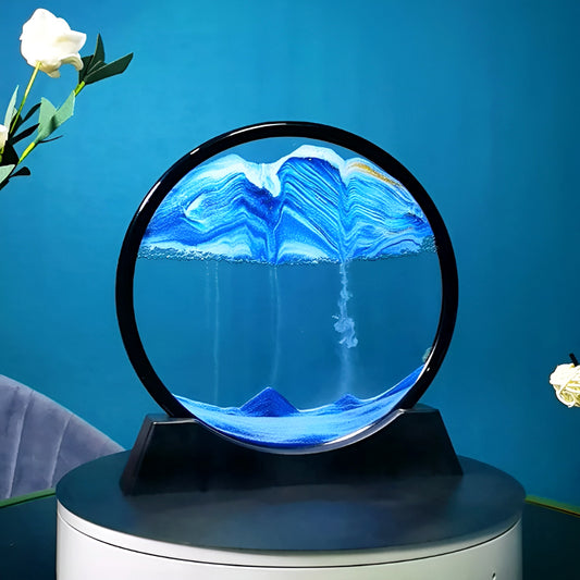 Dynamic 3D Sandscape Glass Art – Flowing Sand Frame for Relaxing Elegant Home & Office Decor