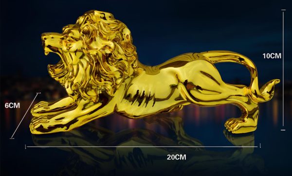 golden lion car decoration, panther dashboard statue, resin lion ornament, modern car decor, abstract lion statue, home decor accessories, luxury dashboard accessory, resin animal statue
