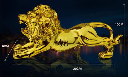 golden lion car decoration, panther dashboard statue, resin lion ornament, modern car decor, abstract lion statue, home decor accessories, luxury dashboard accessory, resin animal statue