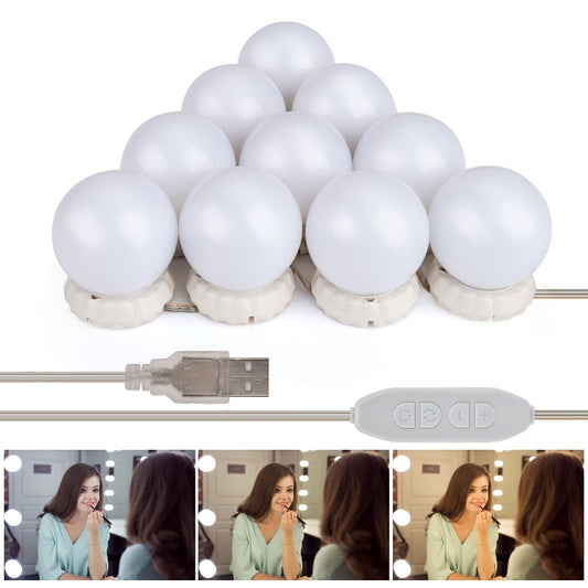 LED Hollywood Makeup Mirror Light – 10 Bulb Dimmable Vanity Strip with Touch Control (12VPlug, EU/U)S