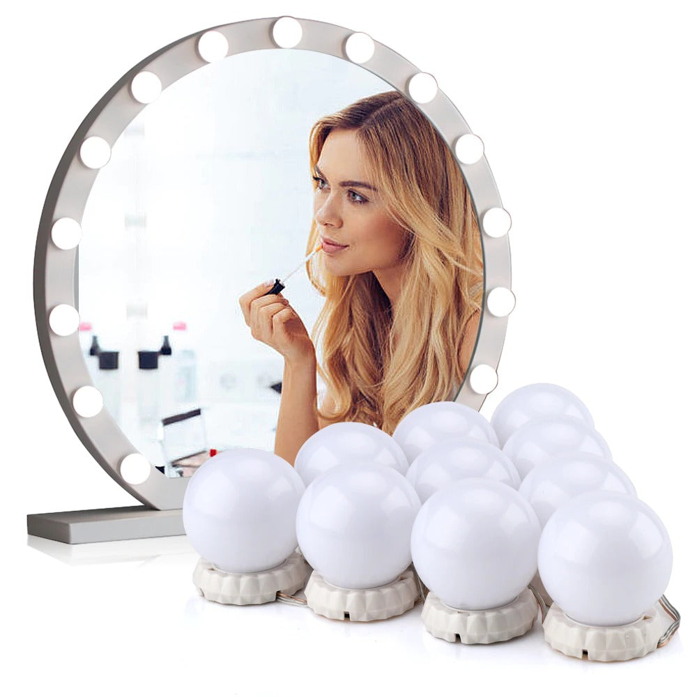 LED Hollywood Makeup Mirror Light – 10 Bulb Dimmable Vanity Strip with Touch Control (12VPlug, EU/U)S
