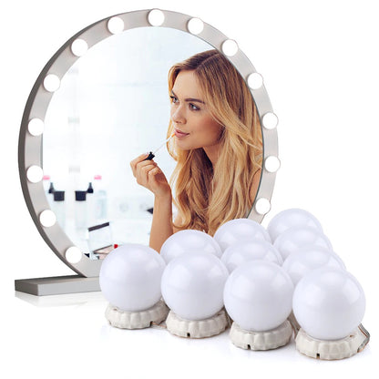 LED Hollywood Makeup Mirror Light – 10 Bulb Dimmable Vanity Strip with Touch Control (12VPlug, EU/U)S