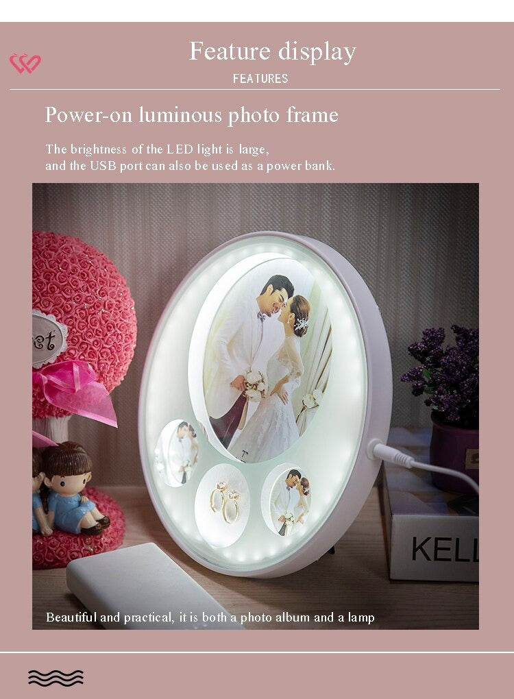 7-Inch European Acrylic Photo Frame with LED Light – Wall & Tabletop Home Decoration